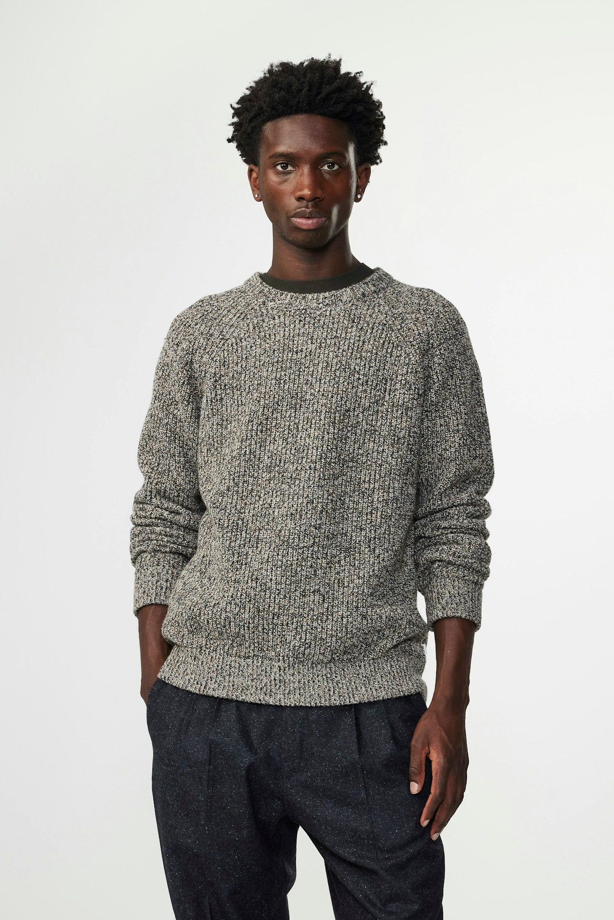 NN07 Jacobo Knit Sweater khaki melange