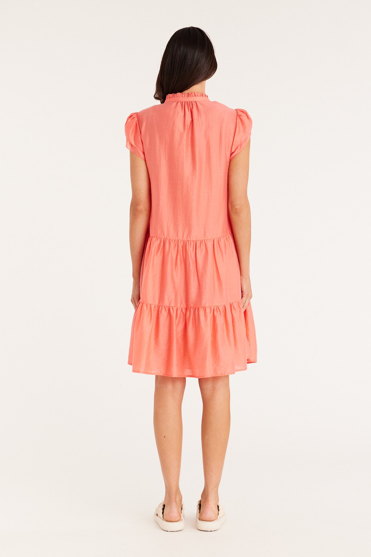 CABLE MELBOURNE Iris Frill Dress coral