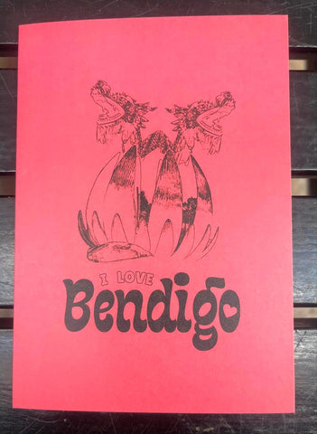 I LOVE BENDIGO Dragon Lotus Greeting Card blood orange