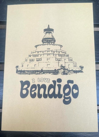 I LOVE BENDIGO Great Stupa Greeting Card lemon