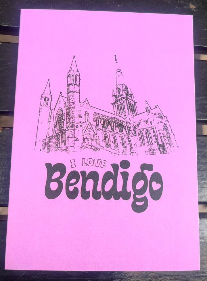 I LOVE BENDIGO Cathedral Greeting Card violet