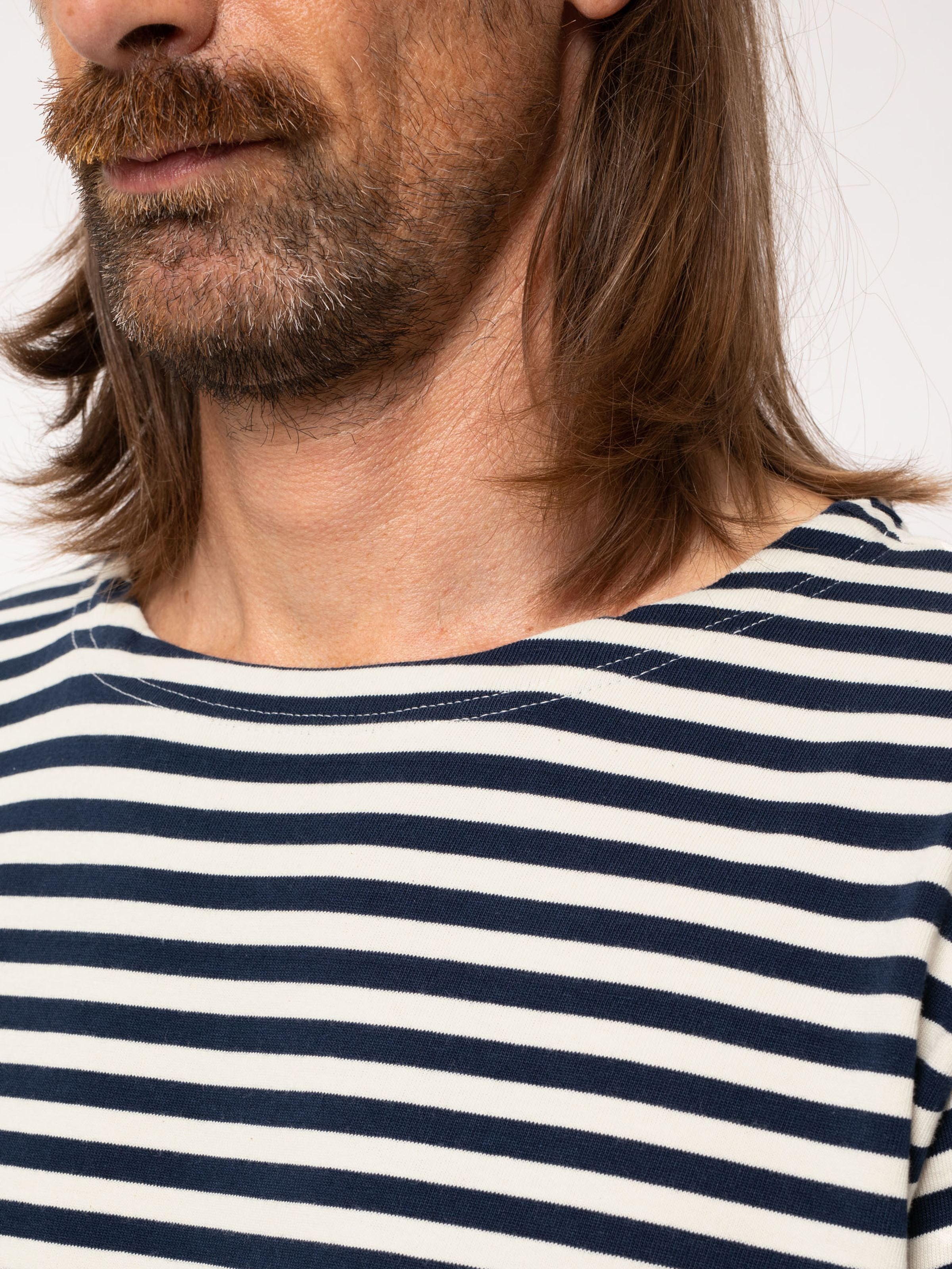 NUDIE JEANS Charles Stripe LS T-Shirt offwhite/blue