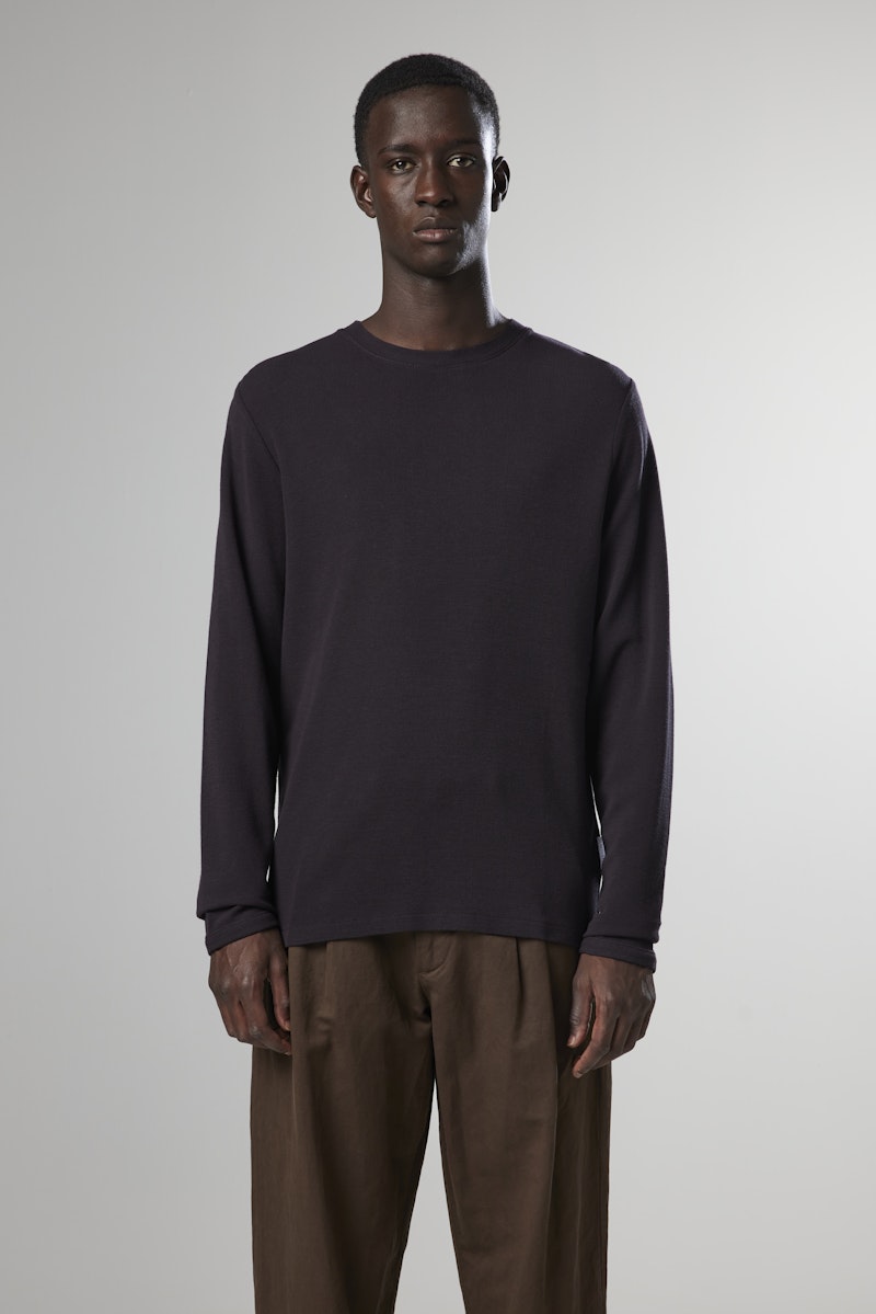 NN07 Clive LS Waffle Knit Tee dark wine