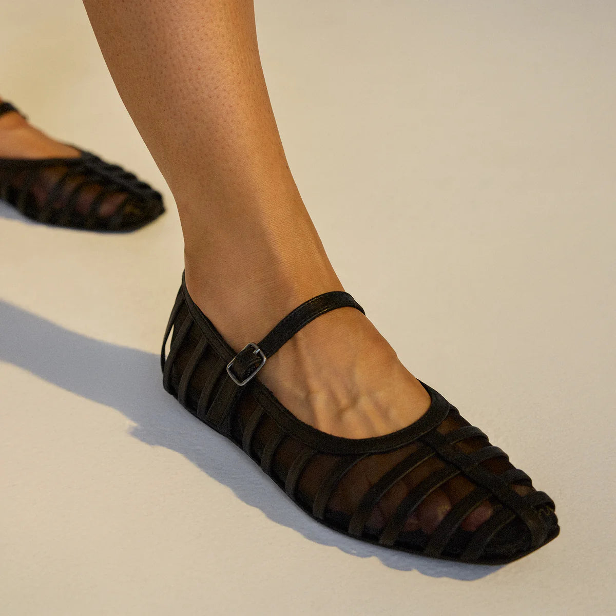 ROLLIE NATION Ballet Mary Jane Cage Mesh Black