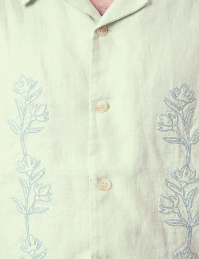 MR SIMPLE Cuban Short Sleve Shirt fog green rover