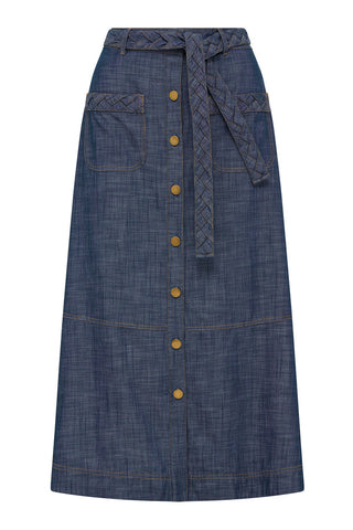 CABLE MELBOURNE Chambray Skirt blue