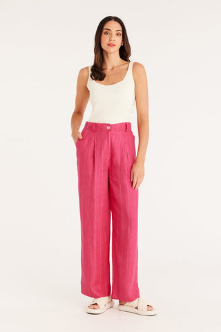 CABLE MELBOURNE Freya Linen Pant hot pink