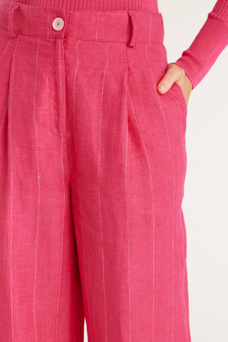 CABLE MELBOURNE Freya Linen Pant hot pink