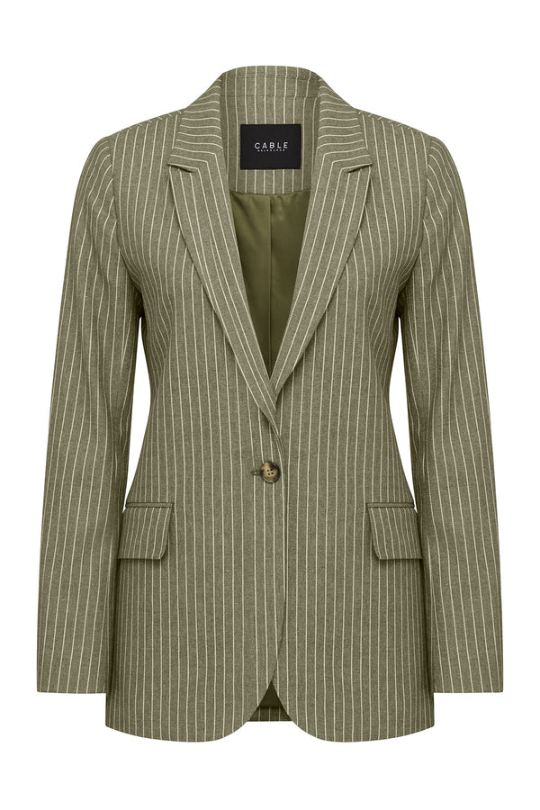 CABLE MELBOURNE Mosman Pinstripe Blazer sage green