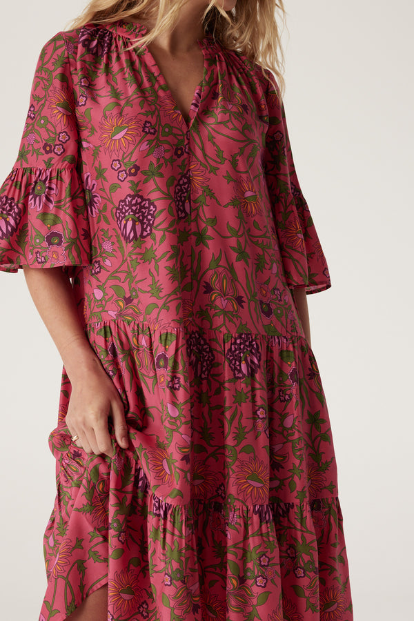 CABLE MELBOURNE Balmoral Tiered Dress pink floral