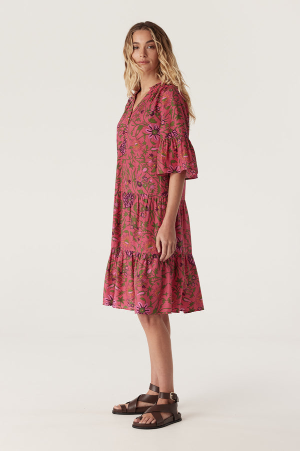 CABLE MELBOURNE Balmoral Tiered Dress pink floral
