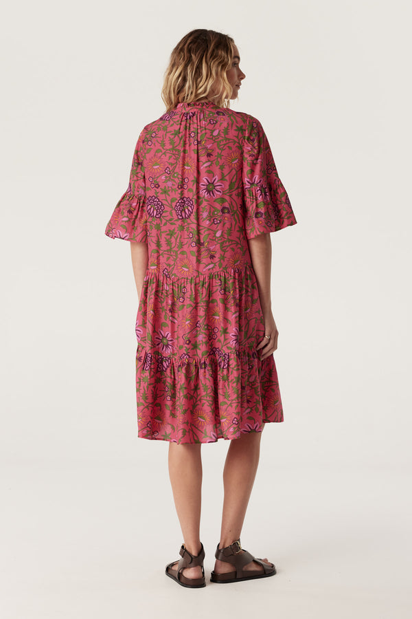 CABLE MELBOURNE Balmoral Tiered Dress pink floral