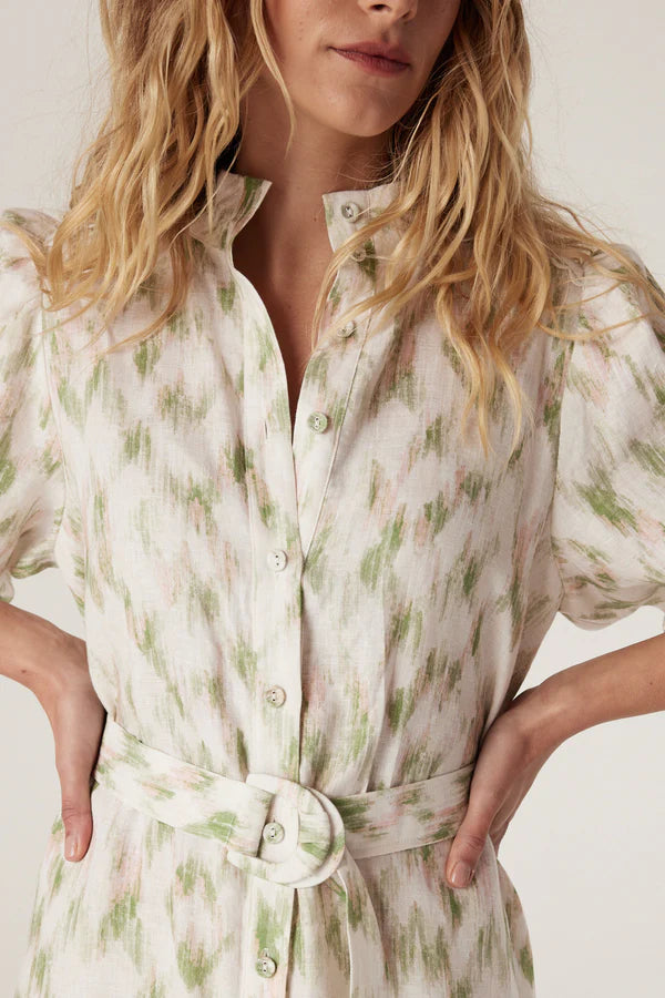 CABLE MELBOUNRE Adeline Linen Dress ikat print