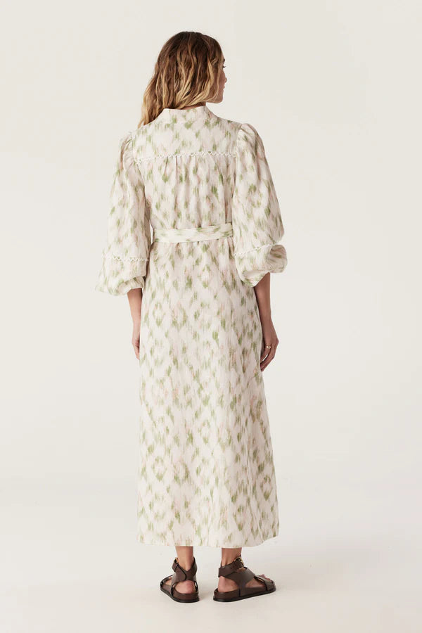 CABLE MELBOUNRE Adeline Linen Dress ikat print