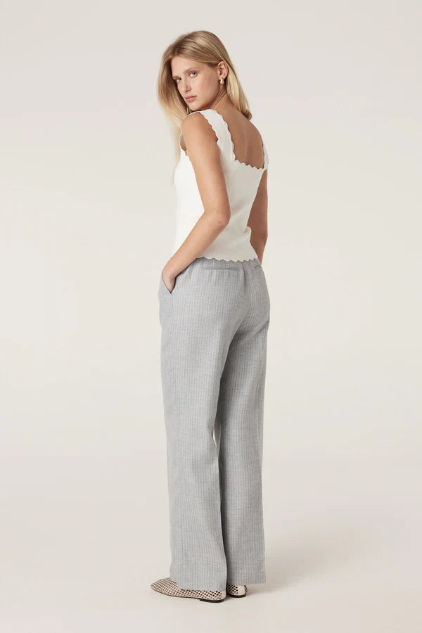 CABLE MELBOURNE Villa Crepe Knit Scallop Tank white