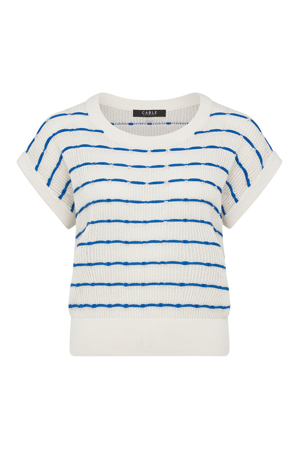 CABLE MELBOURNE Coast Knit Top blue stripe