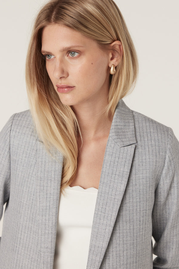 CABLE MELBOURNE Ivy Linen Blazer blue pinstripe