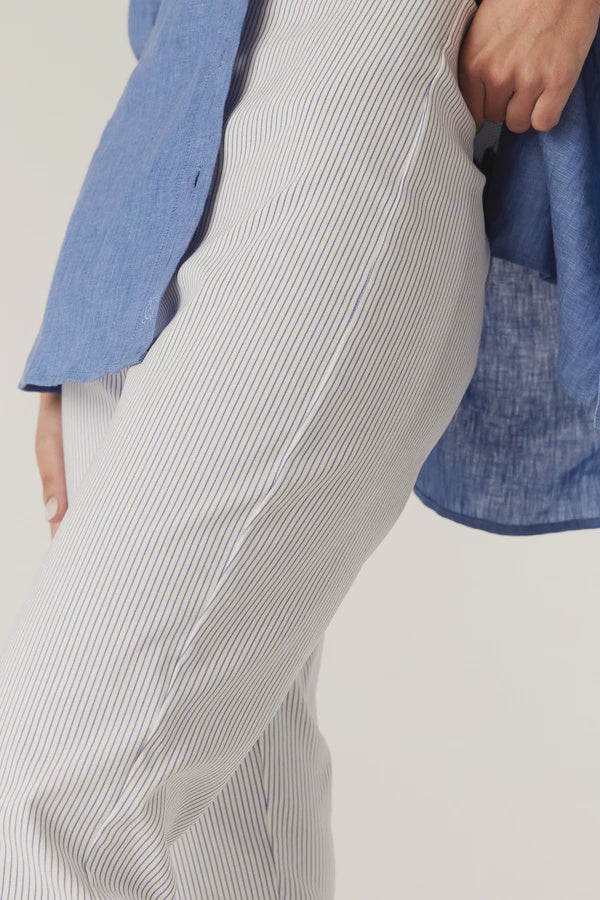 CABLE MELBOURNE Bell Pant white navy stripe