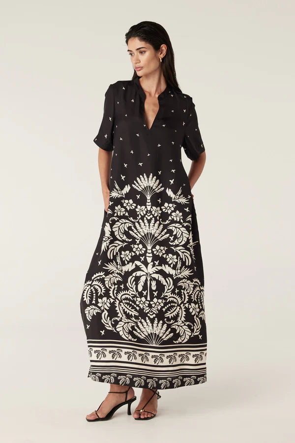 CABLE MELBOURNE Twilight Kaftan black palm