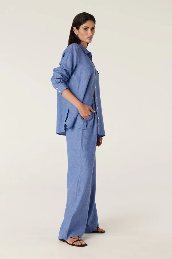 CABLE MELBOURNE Sail Linen Pant blue marle