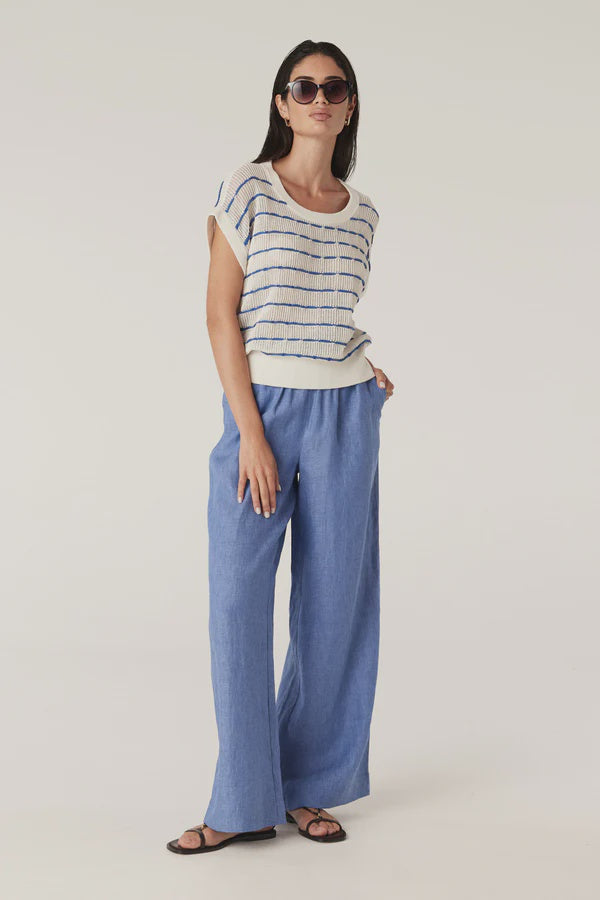 CABLE MELBOURNE Sail Linen Pant blue marle
