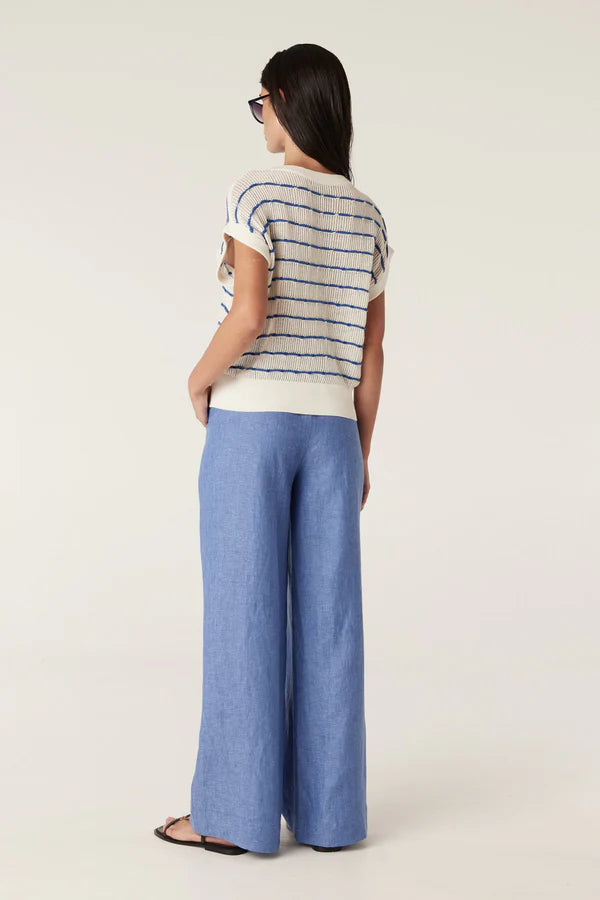 CABLE MELBOURNE Sail Linen Pant blue marle
