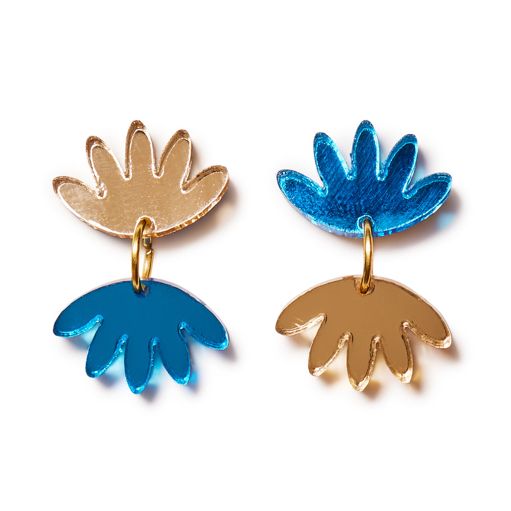 EMELDO DESIGN Nova Small Dangle Earrings blue gold