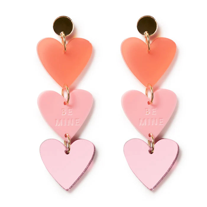 EMELDO DESIGN Be Mine Heart Dangles pinks red