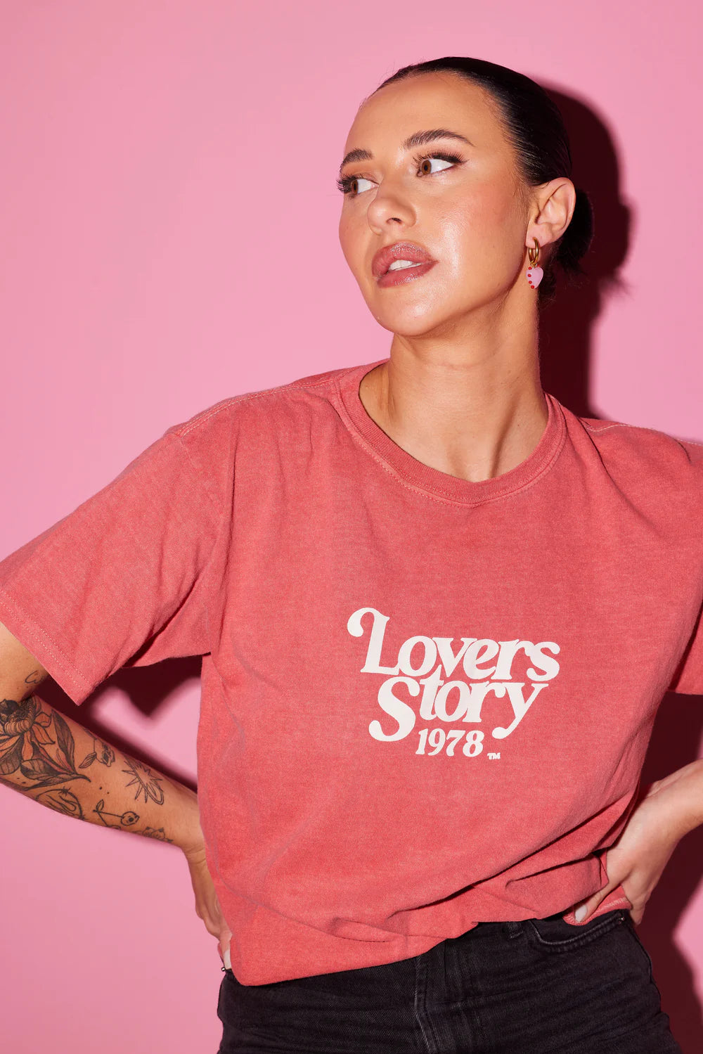 EMELDO DESIGN Heart Drop Hoops red pink gold