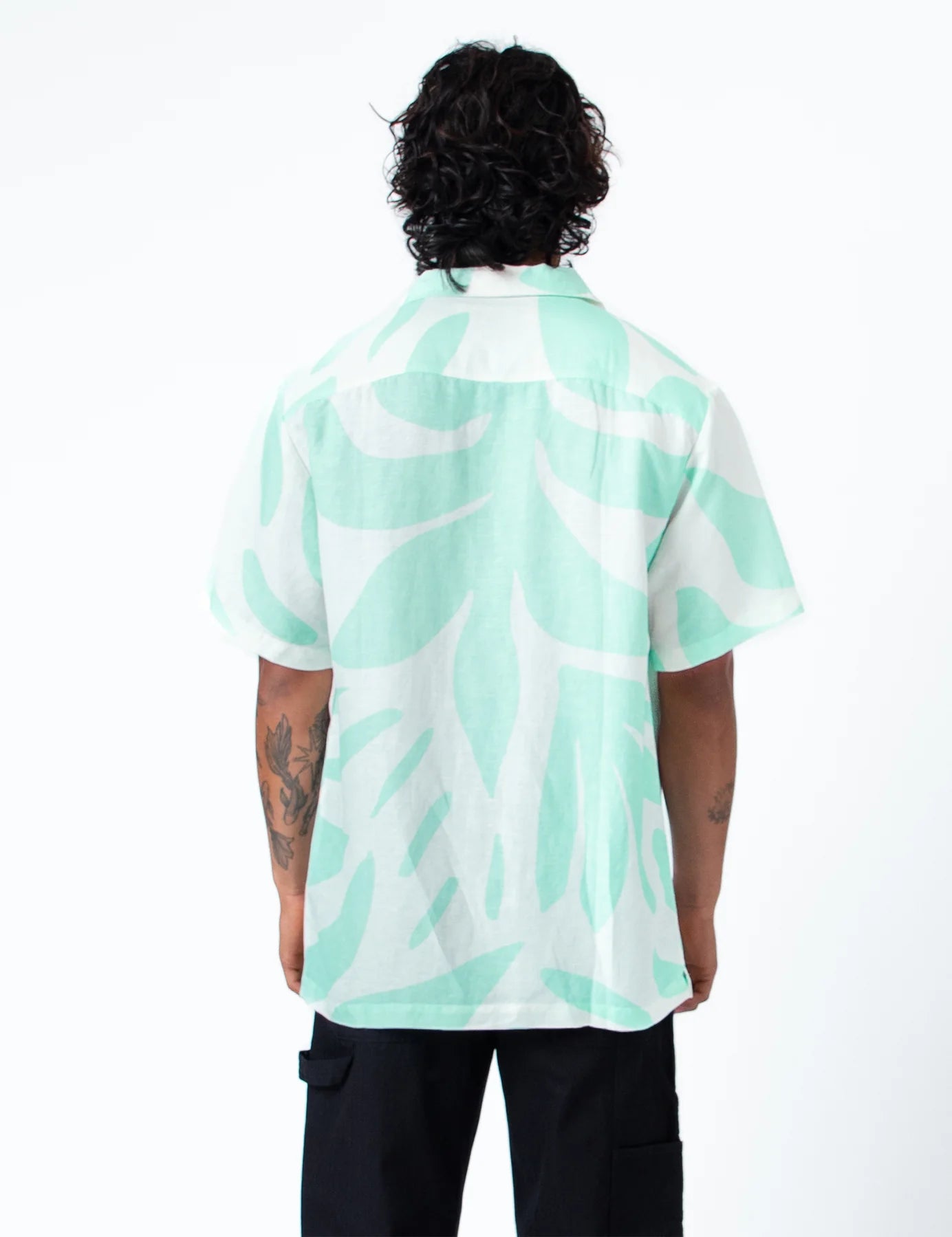 MR SIMPLE HOLIDAY Palm Cuban SS Shirt LT blue