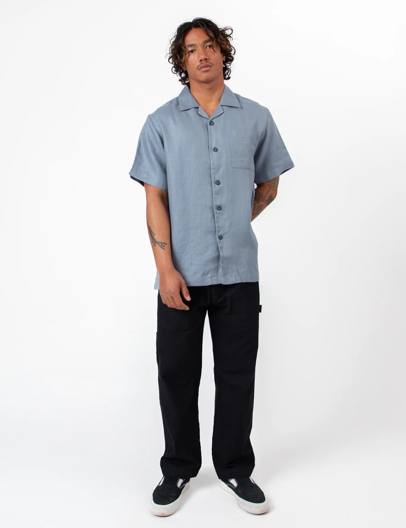 MR SIMPLE HOLIDAY Shore Cuban SS Shirt slate blue
