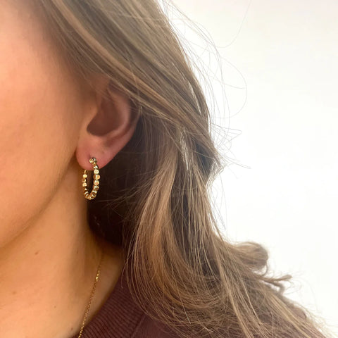 EMELDO DESIGN Gold Beaded Hoop Earrings