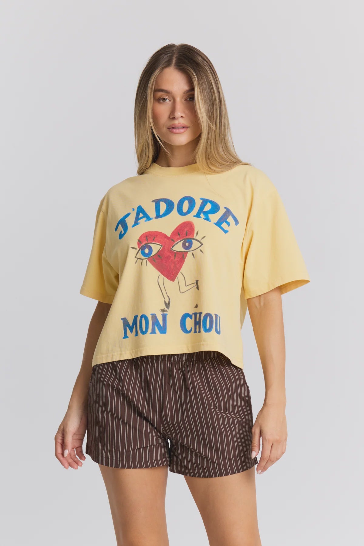 MAKU J'adore Mon Chou Boxy Crop Tee butter