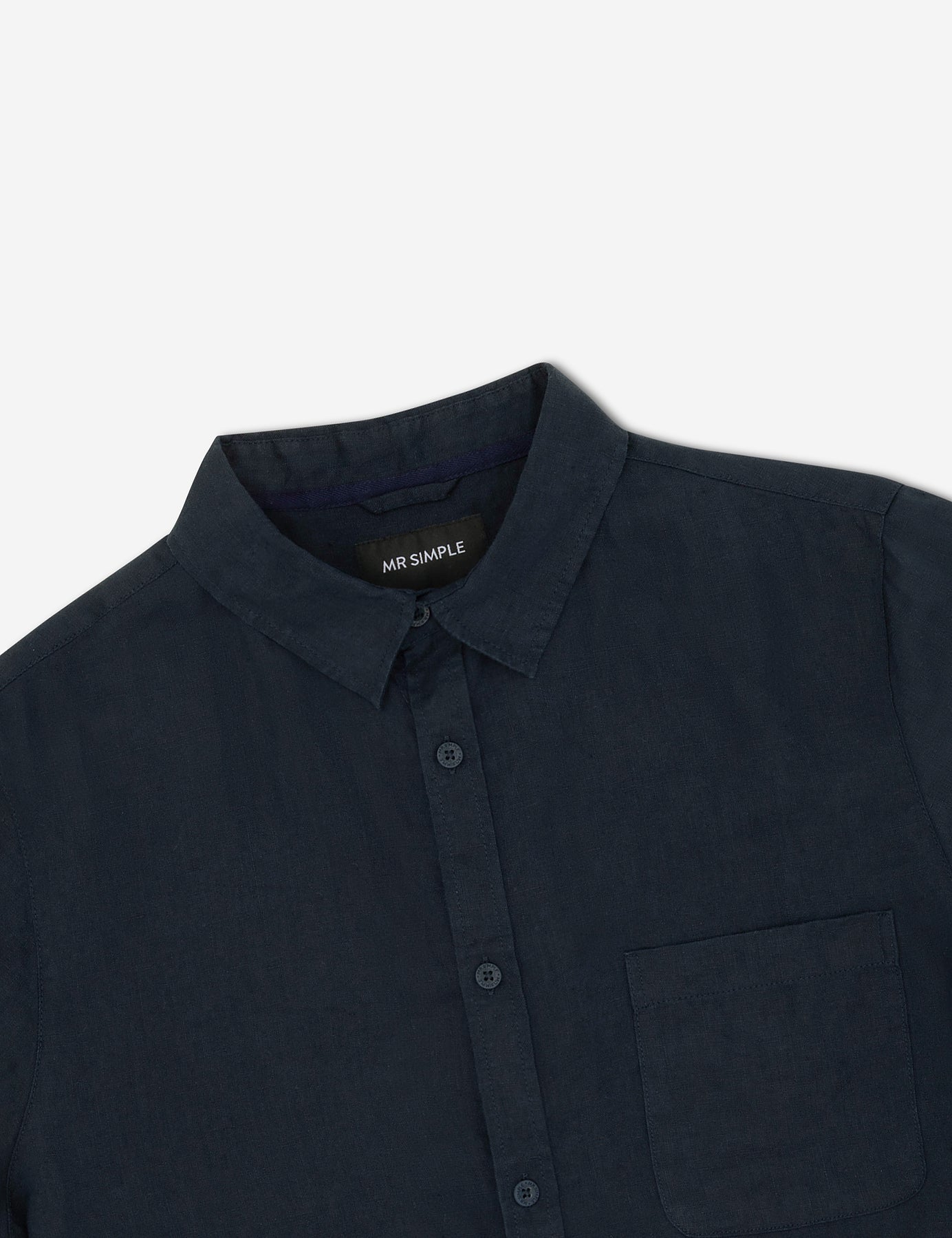 MR SIMPLE Linen Short Sleeve Shirt navy