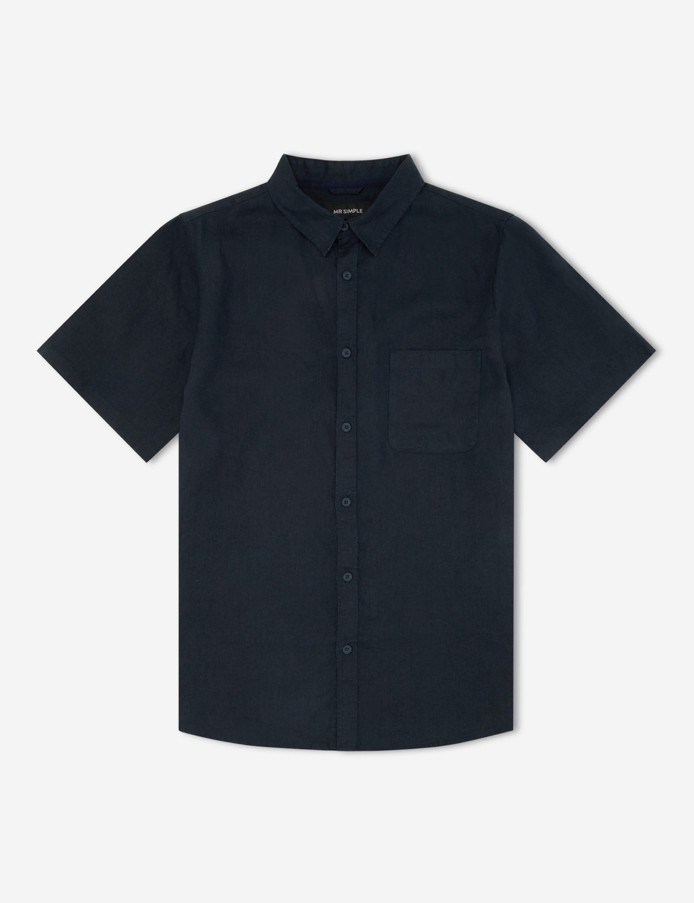 MR SIMPLE Linen Short Sleeve Shirt navy