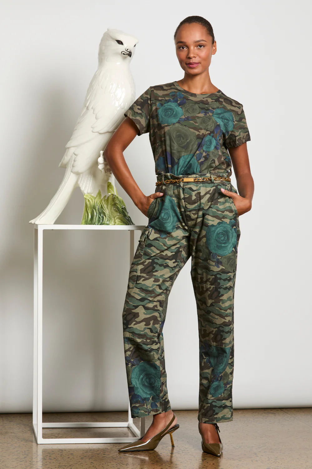 M.A.DAINTY Muster Pants camo roses