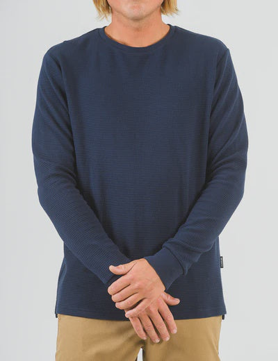 MR SIMPLE Smith LS Waffle Tee navy