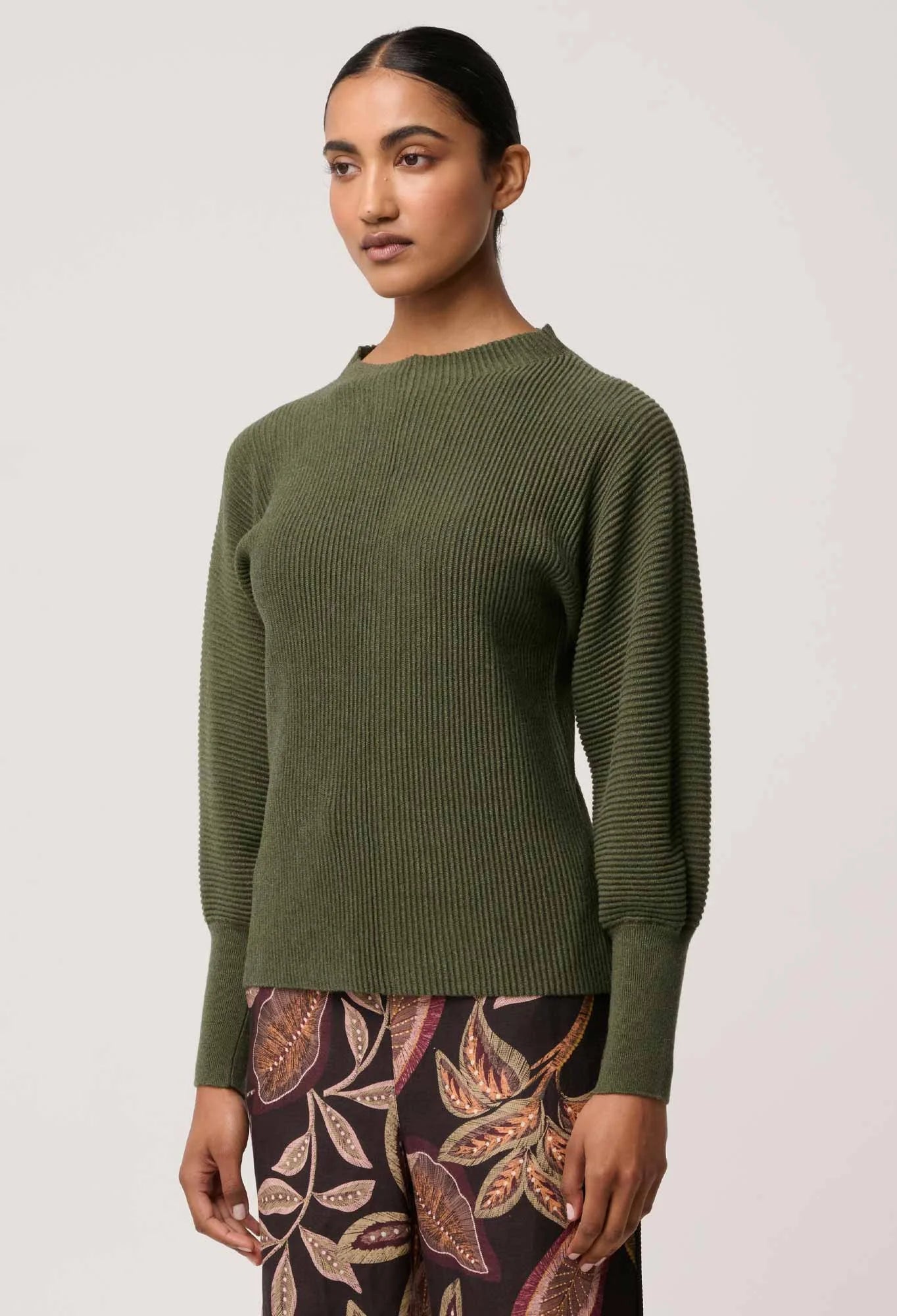 ONCE WAS Roselle Merino Wool Blend Knit winter moss