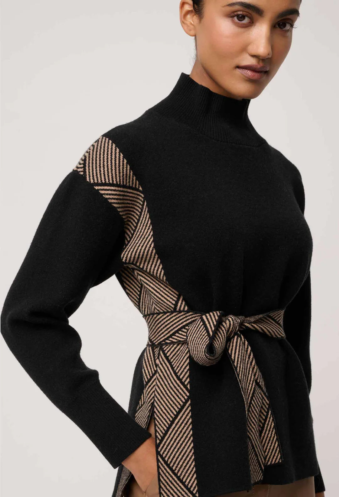 ONCE WAS Nomadic High Neck Wool Blend Sweater black