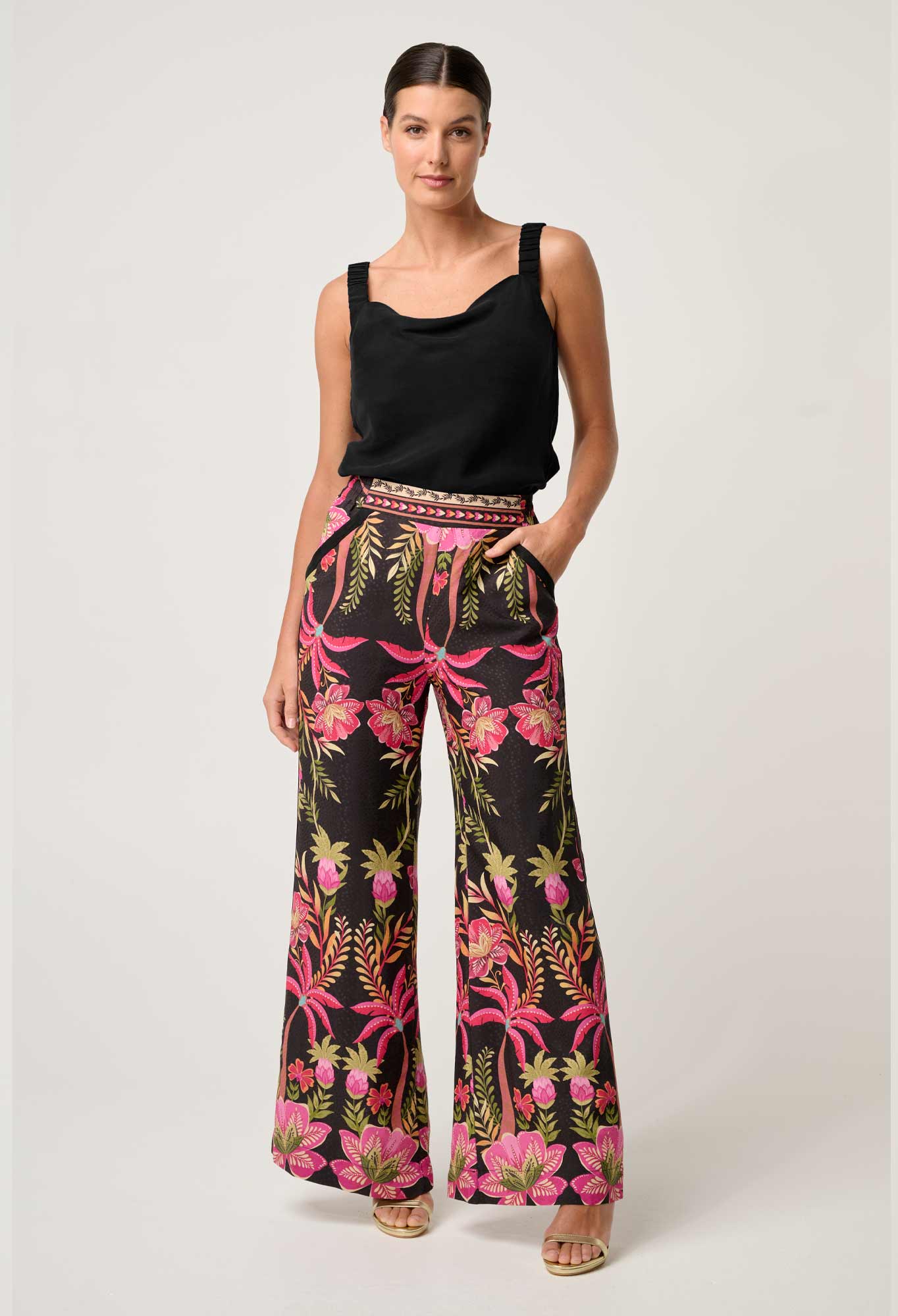 ONCE WAS Delray Reversible Cupro Cami black