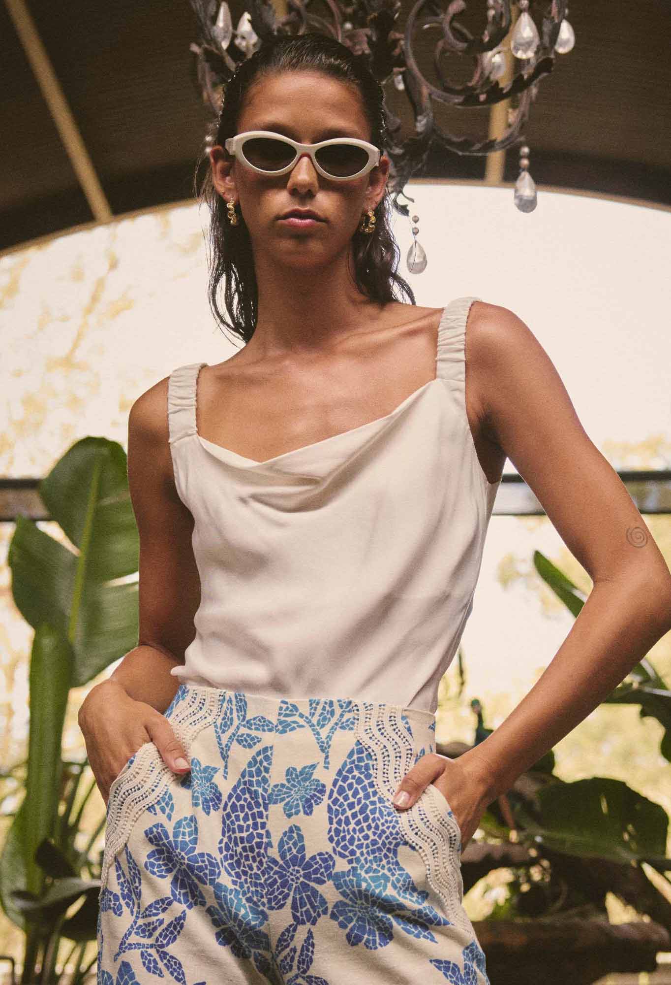 ONCE WAS Delray Reversible Cupro Cami ivory