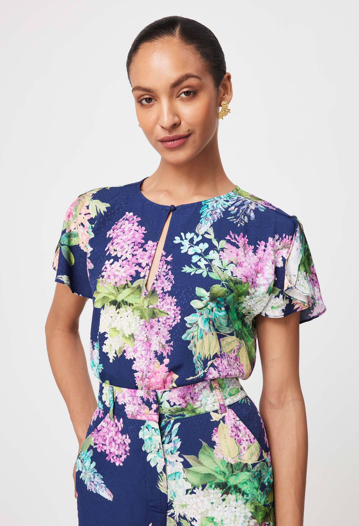 Once WAS Augustine Waterfall Sleeve Dobby Top