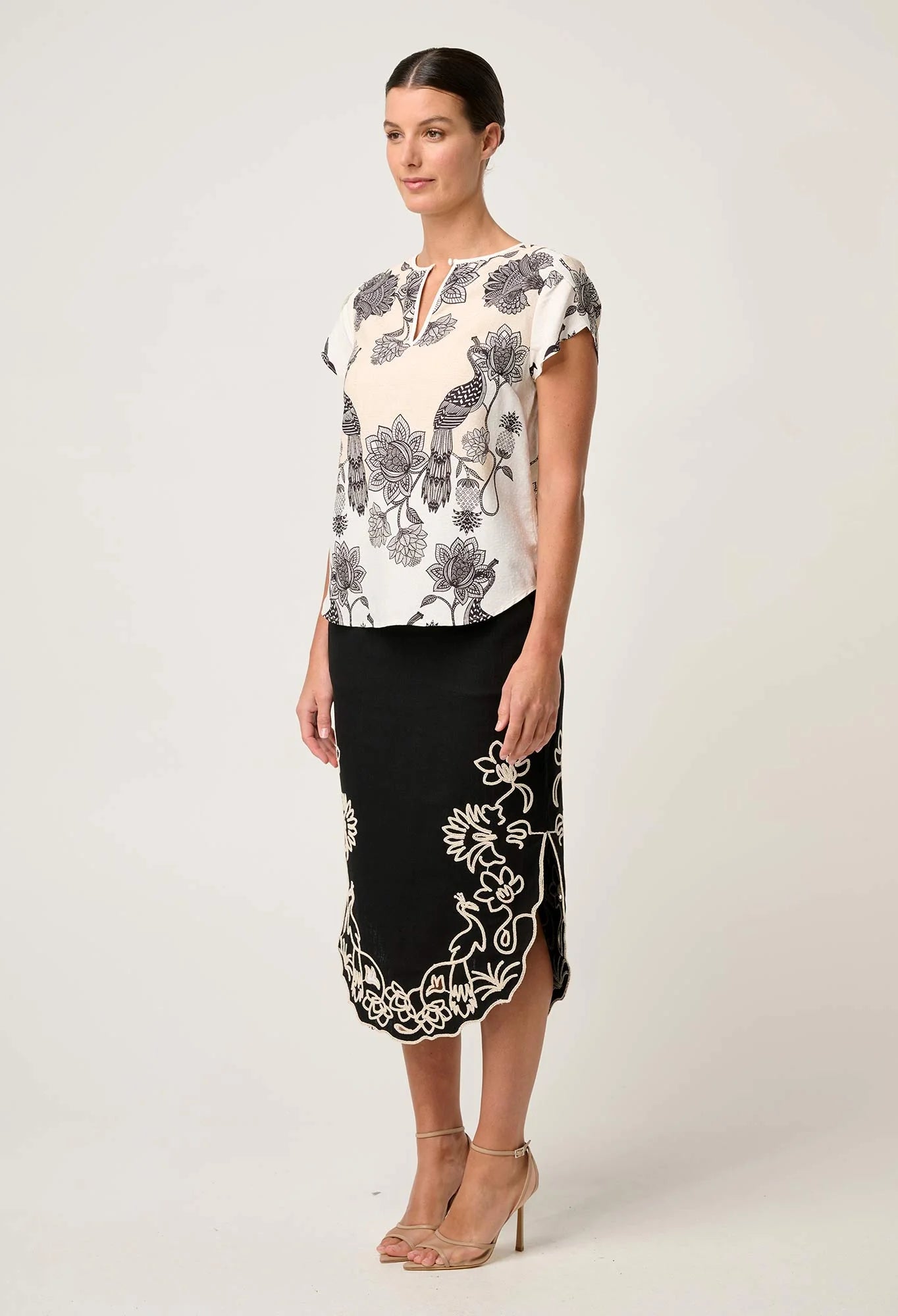 ONCE WAS Avis Viscose Dobby Top imperial stone