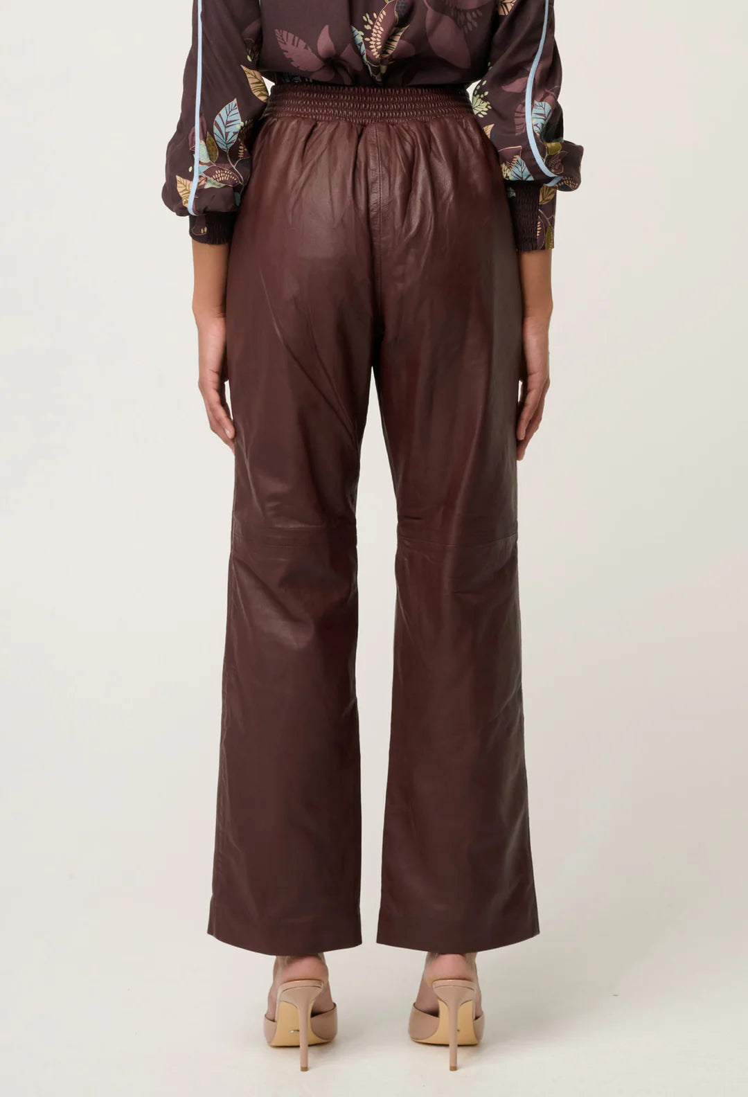 ONCE WAS Joan Leather Straight Leg Pant oxblood