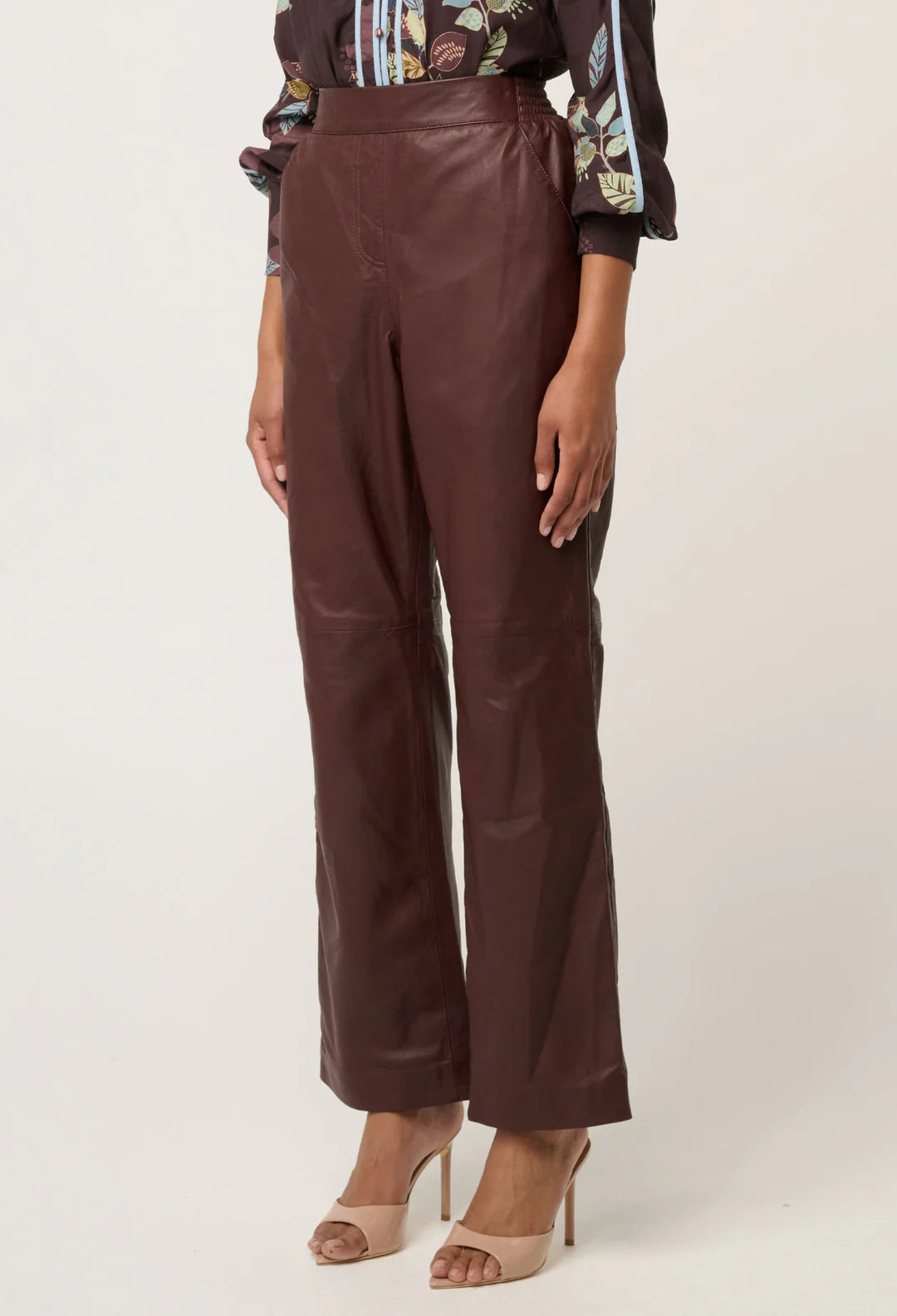 ONCE WAS Joan Leather Straight Leg Pant oxblood