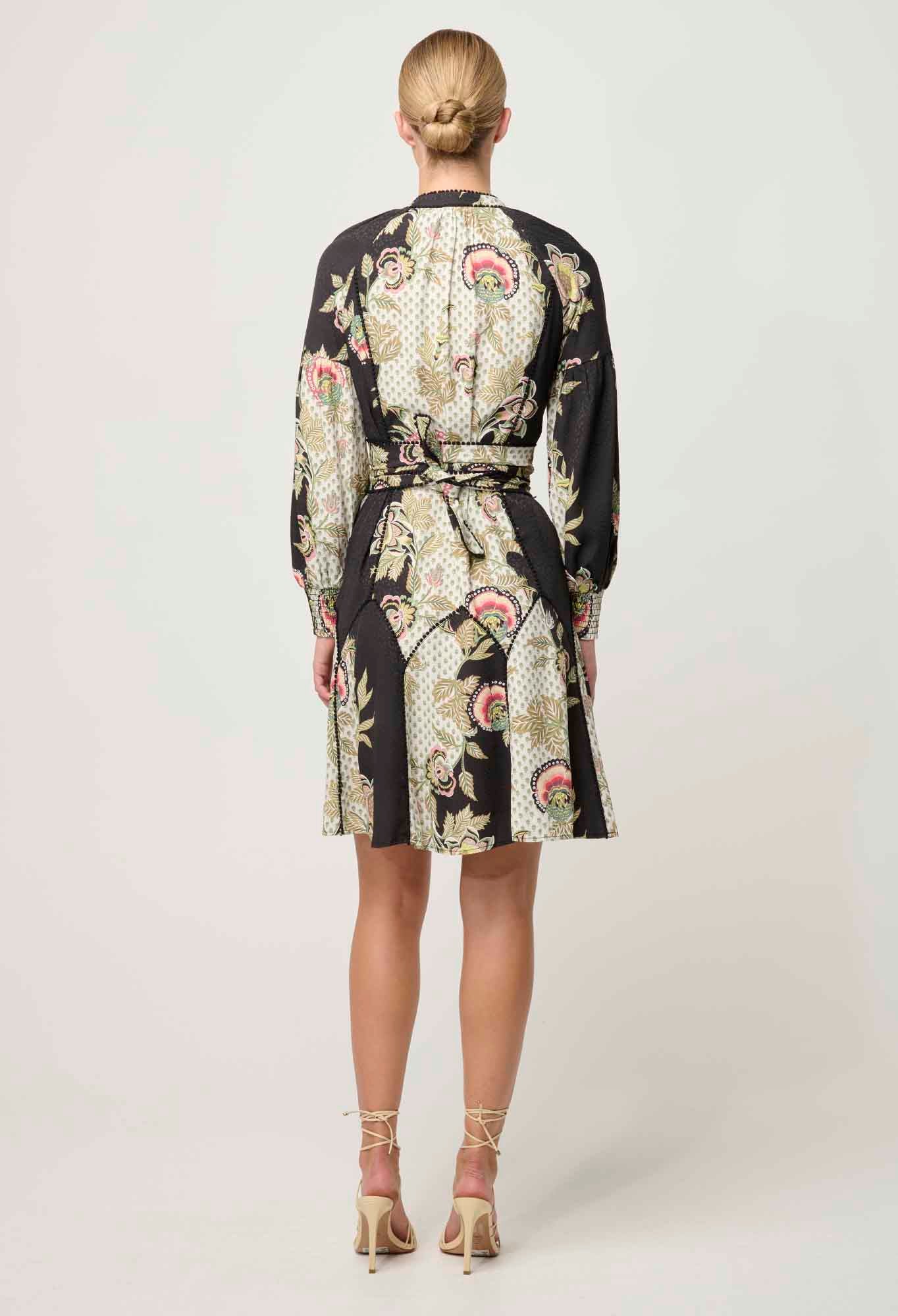 ONCE WAS Emersyn Linen Viscose Dress mariposa nero