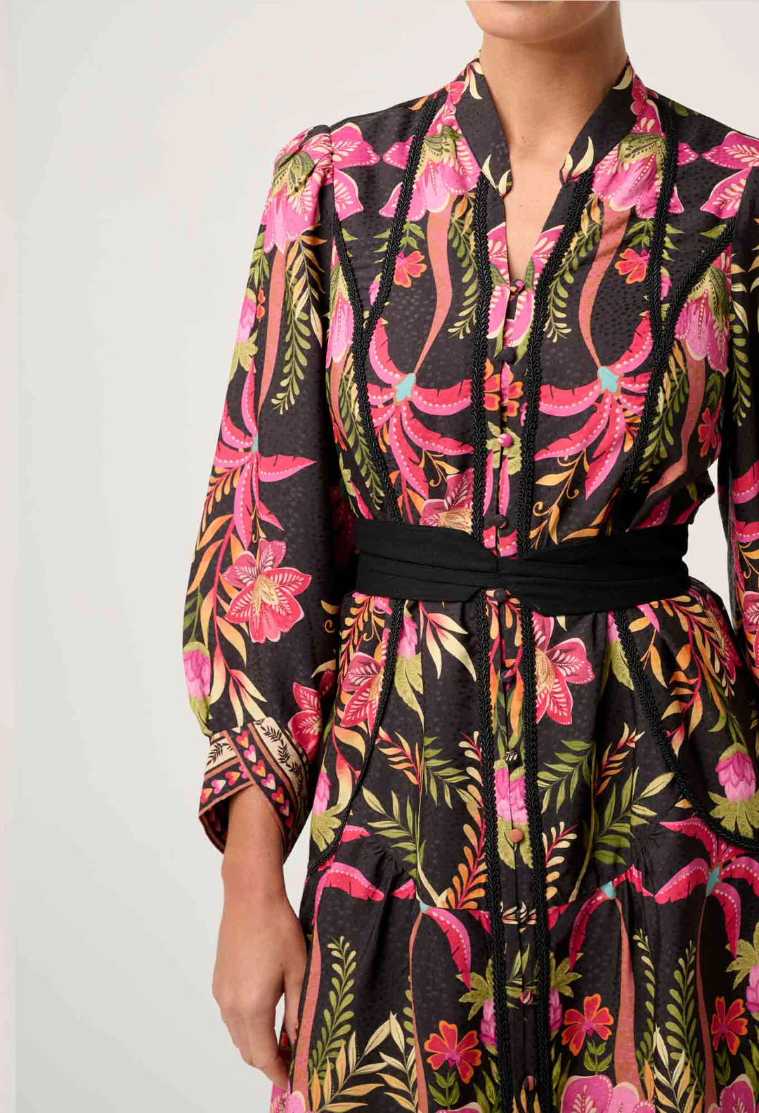 ONCE WAS Aurelia Viscose Lace Dress in anthos lotos