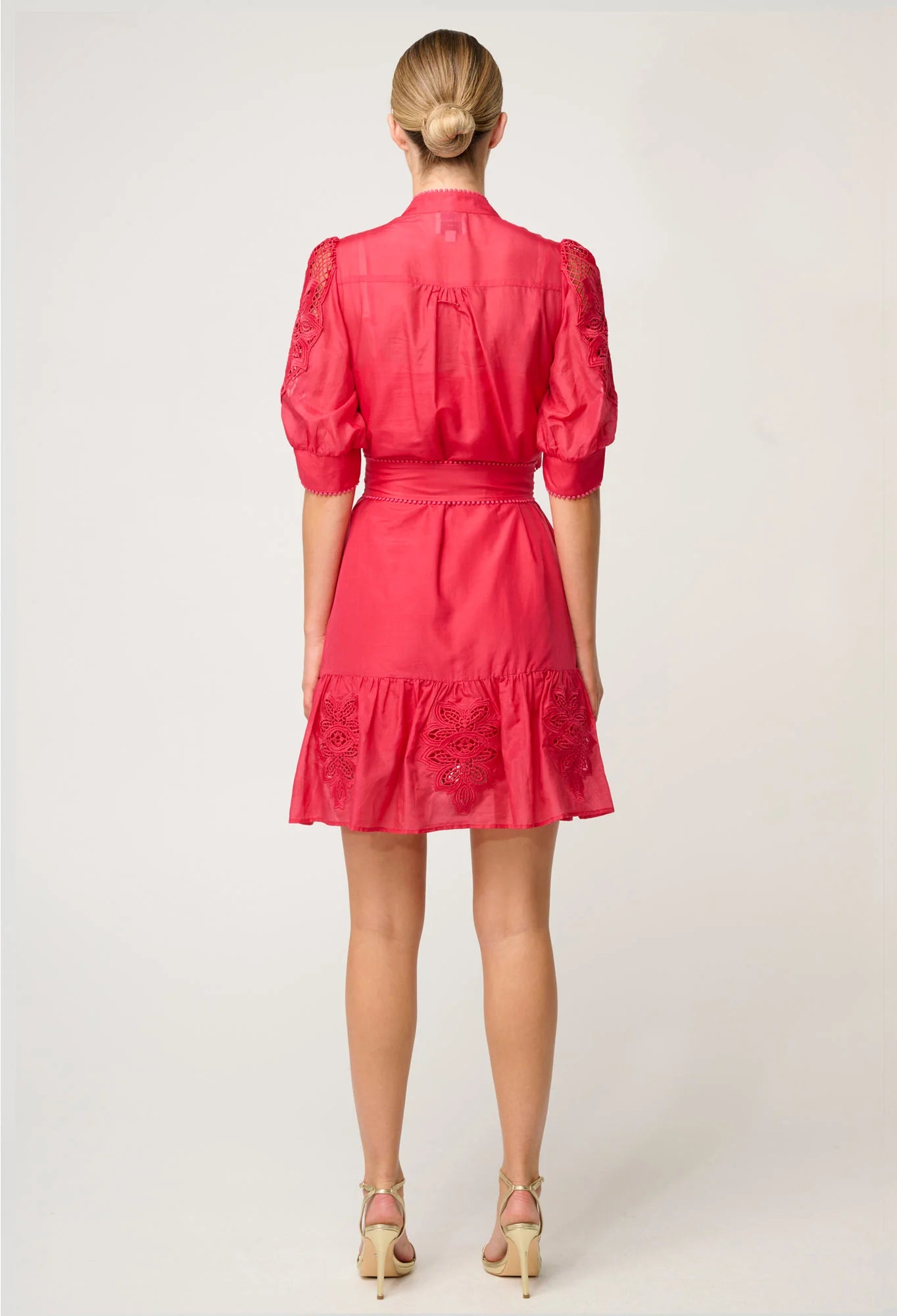 ONCE WAS Jamila Silk Cotton Dress ruby