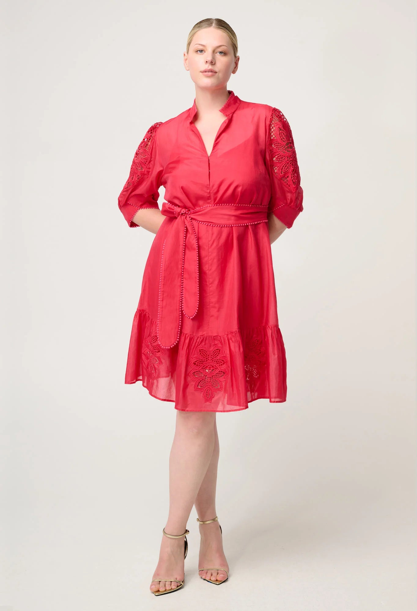 ONCE WAS Jamila Silk Cotton Dress ruby