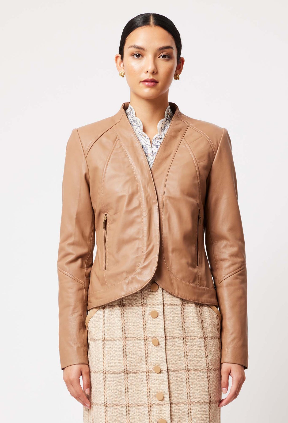 ONCE WAS Nova Leather Jacket husk